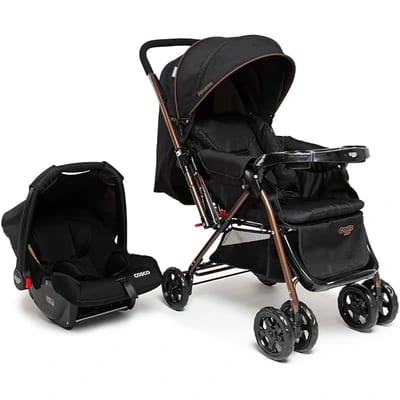 Carrinho Cosco Reverse Duo com bebê conforto